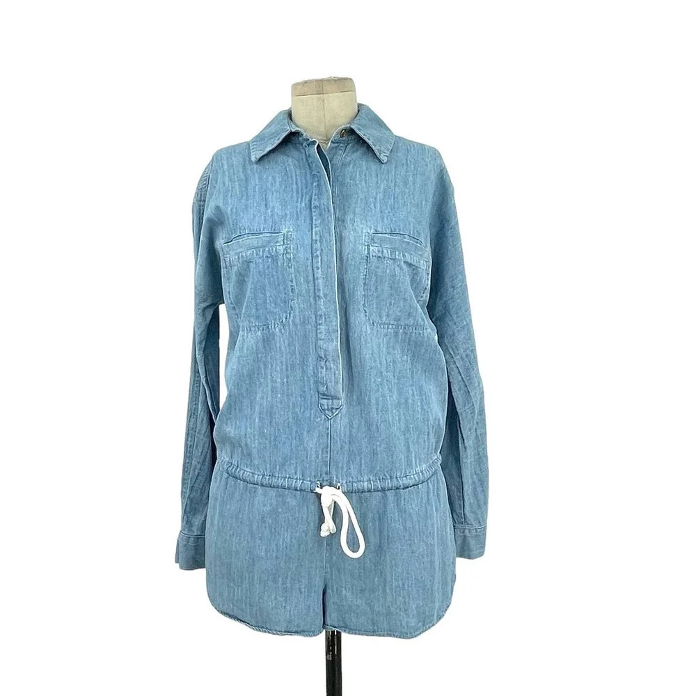 Haute Hippie Denim Chambray Long Sleeve Romper Size XS